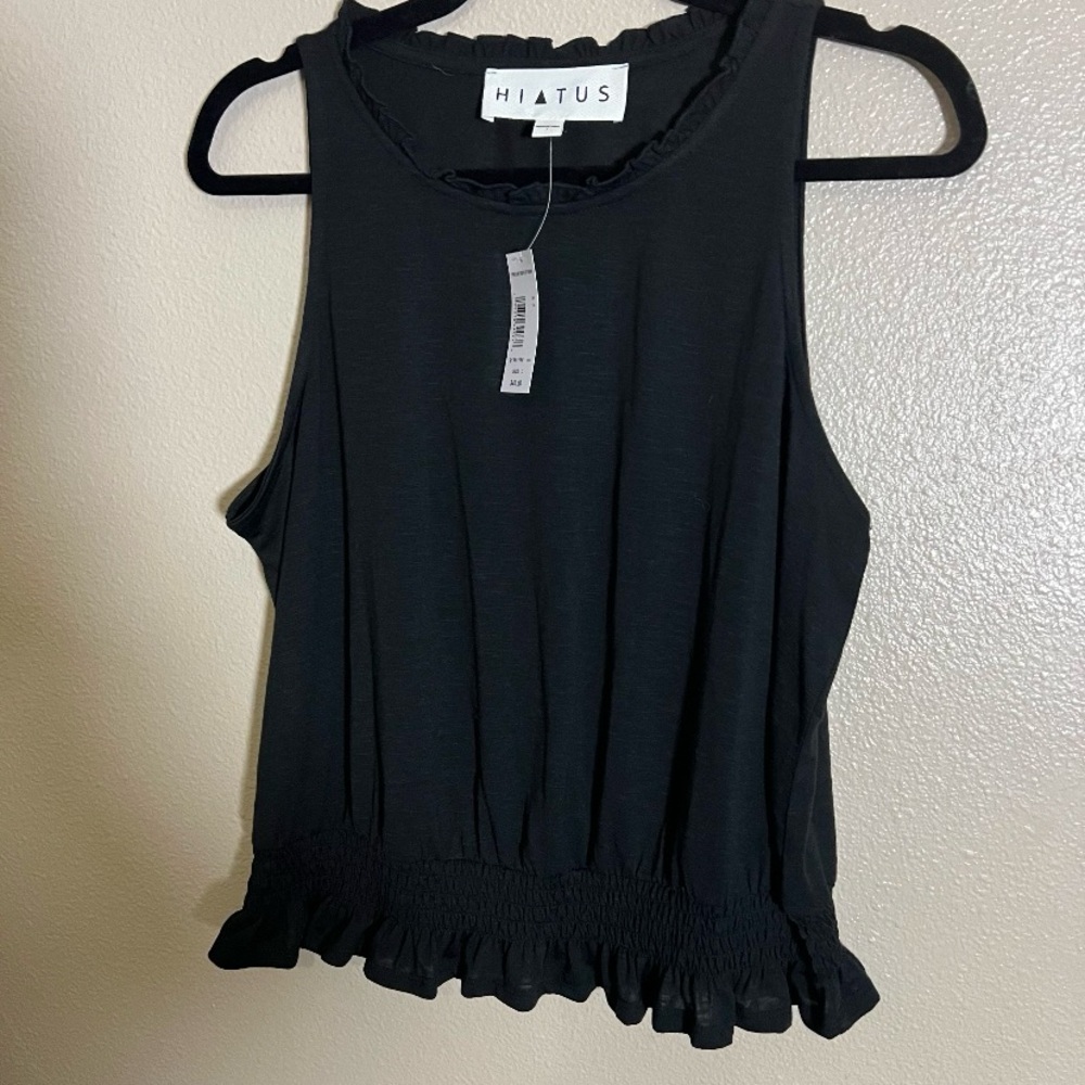 Hiatus Casual Sleeveless Pullover Blouse Shirt Womens Size Large L Black